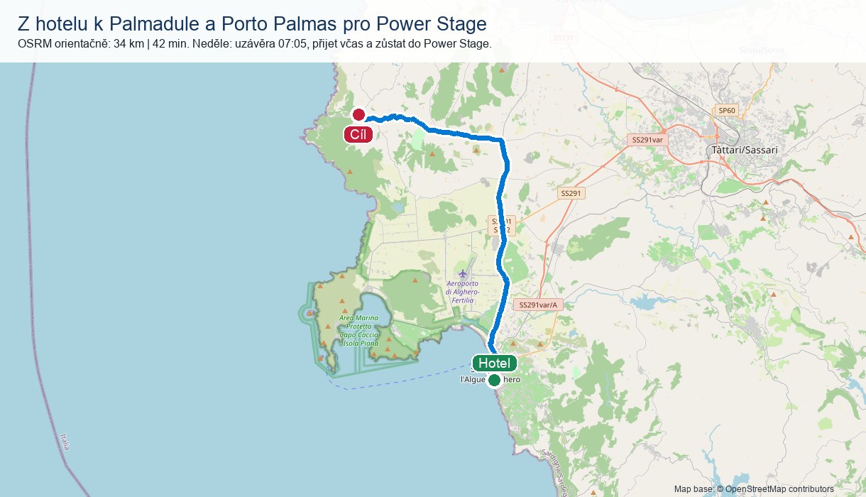 Orientační mapa z hotelu do Palmaduly a Porto Palmas